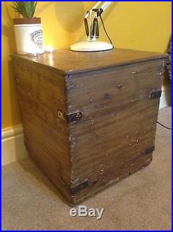 Large Old Antique Pine Blanket Box Chest/trunk/toy Storage/coffee Table