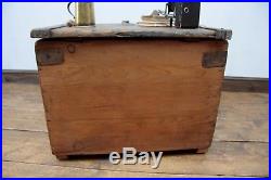 Large Old Pine Storage Trunk Munitions Chest Coffee Table Blanket Box, well aged