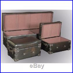 Large Ottoman Storage Seat Bench 3 Pc Upholstered Leather Footstool Box Bedroom
