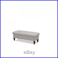 Large Ottoman Storage Seat Bench Beige Upholstered Footstool Box Hall Bedroom