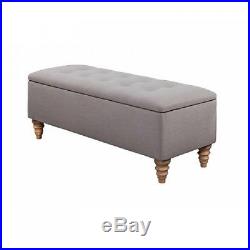 Large Ottoman Storage Seat Bench Cream Upholstered Footstool Box Bedroom Hallway