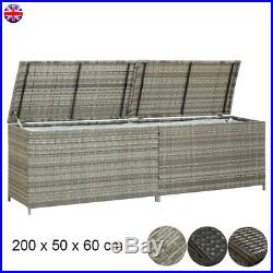 Large Outdoor Garden Storage Utility Chest Cushion Rattan Box Case 200x50x60 cm