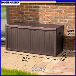 Large Outdoor Storage Box 430L Garden Patio Chest Lid Container, Wooden Style