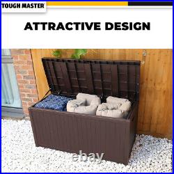 Large Outdoor Storage Box 430L Garden Patio Chest Lid Container, Wooden Style