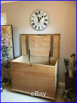 Large Oversized Deep Blanket Box Antique Old Pine Storage Chest Linen Toy Trunk