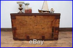Large Pine Military Storage Trunk Munitions Chest Coffee Table Blanket Box