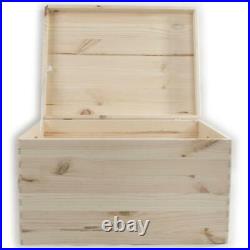 Large Plain Pine Decorative Wood Storage Box Hinged Lid & Handles 40x30x23 cm