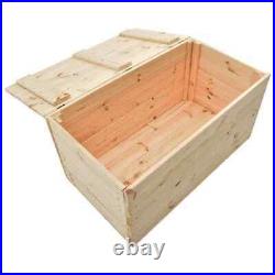 Large Plain Wooden Storage Ottoman Chest Seat Bench Blanket Bedding Trunk Box