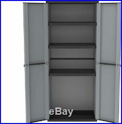 Large Plastic Cupboard with Shelves Garden Outdoor Garage Office Shed Storage Box