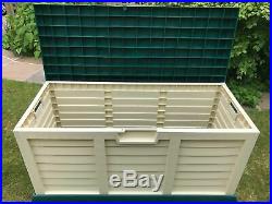 Large Plastic Garden Storage Box Lockable Waterproof With Wheels Outdoor Shed