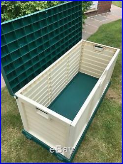 Large Plastic Garden Storage Box Lockable Waterproof With Wheels Outdoor Shed