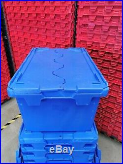 Large Plastic Storage Crates with Lids (Ex-Rental Stack of 10)