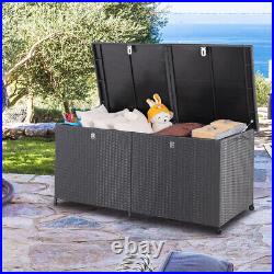 Large Rattan Garden Storage Box Cushion Container Outdoor Patio 150cm Black
