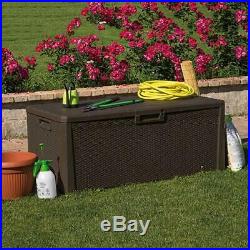 Large Rattan Storage Box Plastic 551L Garden Toys Organizer Cushions Waterproof