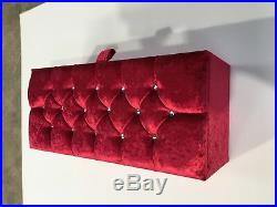 Large Red Crushed Velvet Ottoman, Toys Storage, Footstool, Blanket Box
