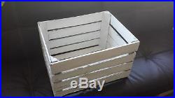 Large Rustic, White Stain Wooden Apple Crate Storage Box (Vintage Style)