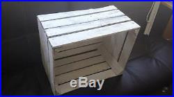 Large Rustic, White Stain Wooden Apple Crate Storage Box (Vintage Style)