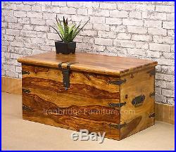 Large Solid Wood Trunk Chest Storage Box In Indian Rosewood Sheesham S4