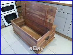 Large Solid oak blanket box storage chest toy box quirky coffee table trunk box