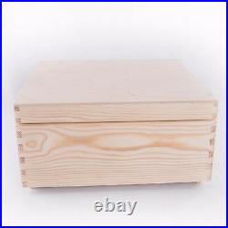 Large Square Wooden Storage Box With Lid / Pinewood Memory Keepsake / Decoupage
