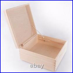 Large Square Wooden Storage Box With Lid / Pinewood Memory Keepsake / Decoupage