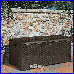 Large Storage Bench 265 Litres Weather Proof Store Box Wicker Outdoor Patio