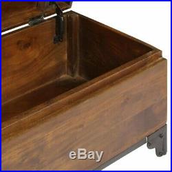 Large Storage Chest Vintage Solid Wood Trunk Blanket Bedding Box Antique Table