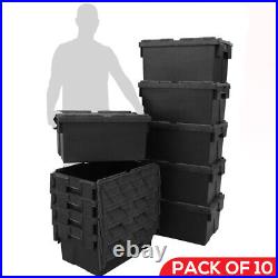 Large Storage Tote Boxes (55 L) 60 x 40 x 30.6cm Black Pack of 10 Crates