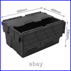 Large Storage Tote Boxes (55 L) 60 x 40 x 30.6cm Black Pack of 10 Crates
