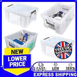 Large Strong Reinforced Clear Base Home Plastic Storage Containers With Lids