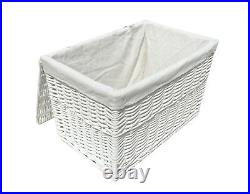 Large Strong Wicker Willow Baby Nursery Storage Chest Trunk Blanket Box Lined