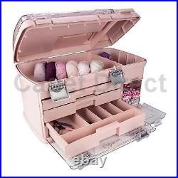 Large Three Draw Pink Craft Carry Storage System