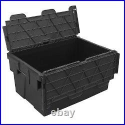 Large Tote Box Crates for Storage (55 L) 60 x 40 x 30.6cm Black Pack of 5