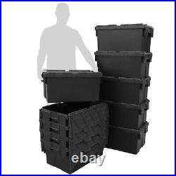 Large Tote Box Crates for Storage (55 L) 60 x 40 x 30.6cm Black Pack of 5