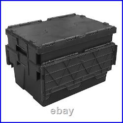 Large Tote Box Crates for Storage (55 L) 60 x 40 x 30.6cm Black Pack of 5