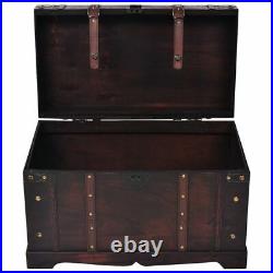 Large Trunk Wood Treasure Chest Home Antique Storage Blanket Box Case 66x38x40cm