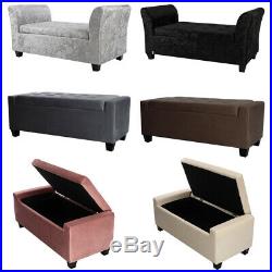 Large Upholstered Ottoman Window Seat Diamante Storage Box Footstool Bench Chair