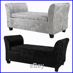 Large Upholstered Ottoman Window Seat Diamante Storage Box Footstool Bench Chair