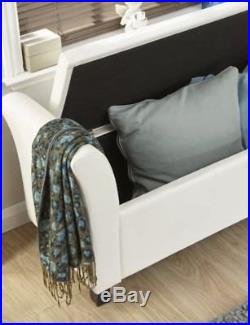Large Verona White Faux Leather Window Seat Bench Footstool Ottoman Storage Box
