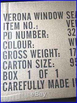 Large Verona White Faux Leather Window Seat Bench Footstool Ottoman Storage Box