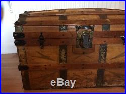 Large Vintage Antique Treasure Chest Pirates Wooden Storage Trunk Authentic Box