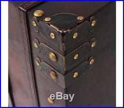 Large Vintage Style Treasure Chest Wood 66X38x40 Cm Blanket Storage Portable Box
