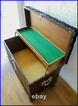 Large Vintage Walnut Blanket Chest Storage Box Coffer With Inner Tray