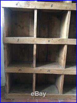 Large Vintage Wooden Storage Unit With Pigeon Holes / Shoe Rack