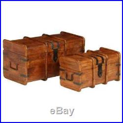 Large Vintage Wooden Treasure Chest Storage Box Trunk Brown Case Antique Table