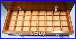 Large Vtg Handmade Wood Jewelry Storage Box 4 Divided Drawers 24 x 11 + Mirror