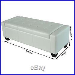 Large White Ottoman Leather Storage Bench Seat 2 Seater Big Box Home Furniture