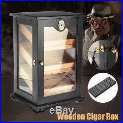 Large Wood 150 Cigar Humidor Storage Cabinet Case Box with Hygrometer Humidifier
