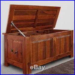 Large Wooden Blanket Box Storage Trunk Ottoman Solid Wood End-Of-Bed Storage New