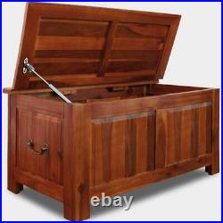 Large Wooden Blanket Box Storage Trunk Ottoman Solid Wood End-Of-Bed Storage New